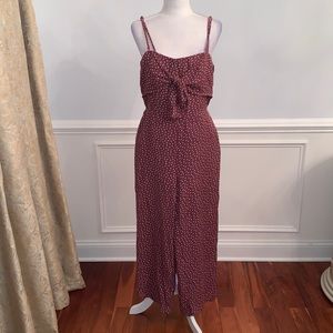 Abercrombie & Fitch Wine Colored Jumpsuit With Cream Polkadots Size Large.